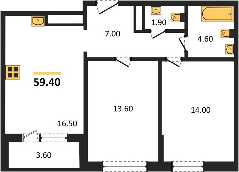 Фото №1: 2-комнатная квартира 58&nbsp;м², 14/24&nbsp;эт. - Краснодар, Центральный внутригородской округ, Табачная Фабрика, мкр. ЖК Все Свои Вип, ул. Колхозная, 5/2к1
