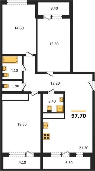 Фото №1: 3-комнатная квартира 97&nbsp;м², 23/24&nbsp;эт. - Краснодар, Центральный внутригородской округ, Табачная Фабрика, мкр. ЖК Все Свои Вип, ул. Колхозная, 5/2к1