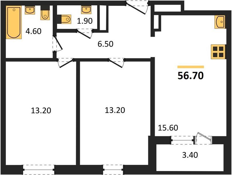 Фото №1: 2-комнатная квартира 55&nbsp;м², 22/24&nbsp;эт. - Краснодар, Центральный внутригородской округ, Табачная Фабрика, мкр. ЖК Все Свои Вип, ул. Колхозная, 5/2к1