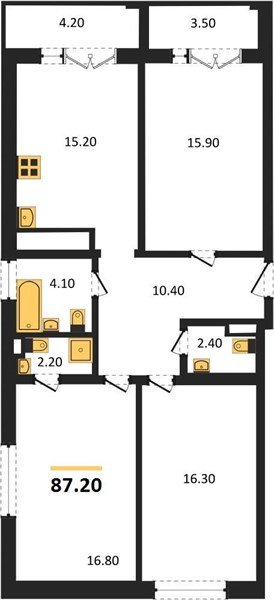 Фото №1: 3-комнатная квартира 87&nbsp;м², 4/24&nbsp;эт. - Краснодар, Центральный внутригородской округ, Табачная Фабрика, мкр. ЖК Все Свои Вип, ул. Колхозная, 5/2к1