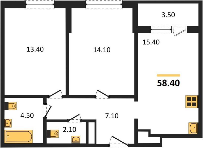 Фото №1: 2-комнатная квартира 58&nbsp;м², 4/24&nbsp;эт. - Краснодар, Центральный внутригородской округ, Табачная Фабрика, мкр. ЖК Все Свои Вип, ул. Колхозная, 5/2к1