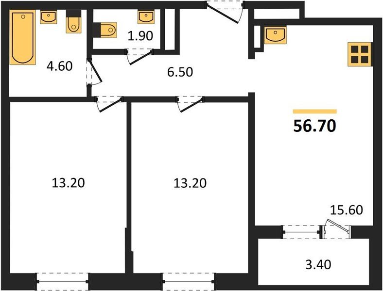 Фото №1: 2-комнатная квартира 55&nbsp;м², 18/24&nbsp;эт. - Краснодар, Центральный внутригородской округ, Табачная Фабрика, мкр. ЖК Все Свои Вип, ул. Колхозная, 5/2к1