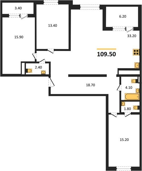 Фото №1: 3-комнатная квартира 107&nbsp;м², 23/24&nbsp;эт. - Краснодар, Центральный внутригородской округ, Табачная Фабрика, мкр. ЖК Все Свои Вип, ул. Колхозная, 5/2к1