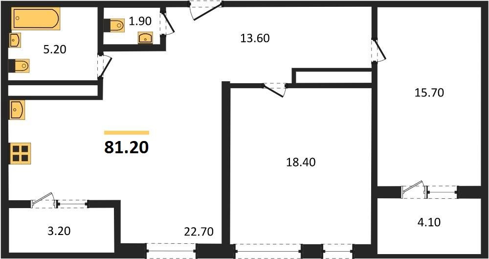 Фото №1: 2-комнатная квартира 80&nbsp;м², 23/24&nbsp;эт. - Краснодар, Центральный внутригородской округ, Табачная Фабрика, мкр. ЖК Все Свои Вип, ул. Колхозная, 5/2к1