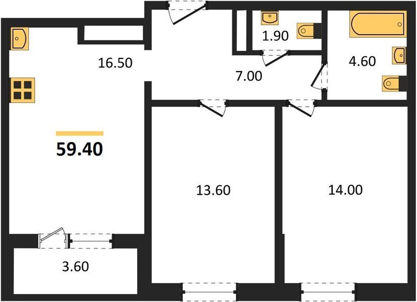 Фото №1: 2-комнатная квартира 58&nbsp;м², 21/24&nbsp;эт. - Краснодар, Центральный внутригородской округ, Табачная Фабрика, мкр. ЖК Все Свои Вип, ул. Колхозная, 5/2к1