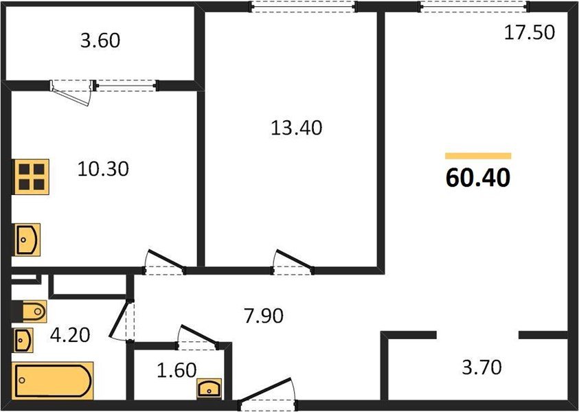Фото №1: 2-комнатная квартира 60&nbsp;м², 3/24&nbsp;эт. - Краснодар, Центральный внутригородской округ, Табачная Фабрика, мкр. ЖК Все Свои Вип, ул. Колхозная, 5/2