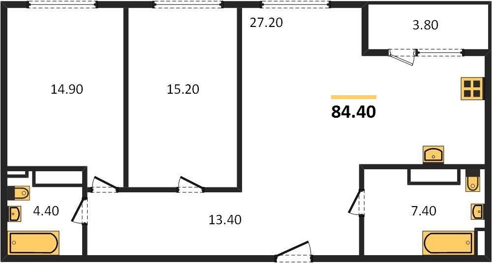 Фото №1: 2-комнатная квартира 83&nbsp;м², 24/24&nbsp;эт. - Краснодар, Центральный внутригородской округ, Табачная Фабрика, мкр. ЖК Все Свои Вип, ул. Колхозная, 5/2