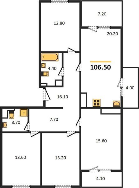 Фото №1: 4-комнатная квартира 107&nbsp;м², 24/24&nbsp;эт. - Краснодар, Центральный внутригородской округ, Табачная Фабрика, мкр. ЖК Все Свои Вип, ул. Колхозная, 5/2