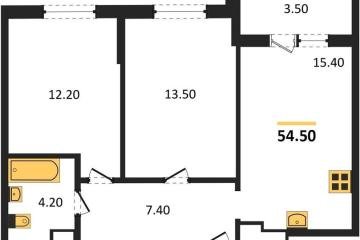 Фото №1: 2-комнатная квартира 54 м², 20/24 эт. - Краснодар, мкр. ЖК Все Свои Вип, ул. Колхозная, 5/2