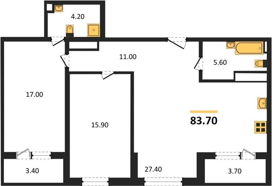 Фото №1: 2-комнатная квартира 83&nbsp;м², 24/24&nbsp;эт. - Краснодар, Центральный внутригородской округ, Табачная Фабрика, мкр. ЖК Все Свои Вип, ул. Колхозная, 5/2