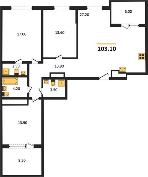 Фото №1: 3-комнатная квартира 103&nbsp;м², 23/24&nbsp;эт. - Краснодар, Центральный внутригородской округ, Табачная Фабрика, мкр. ЖК Все Свои Вип, ул. Колхозная, 5/2