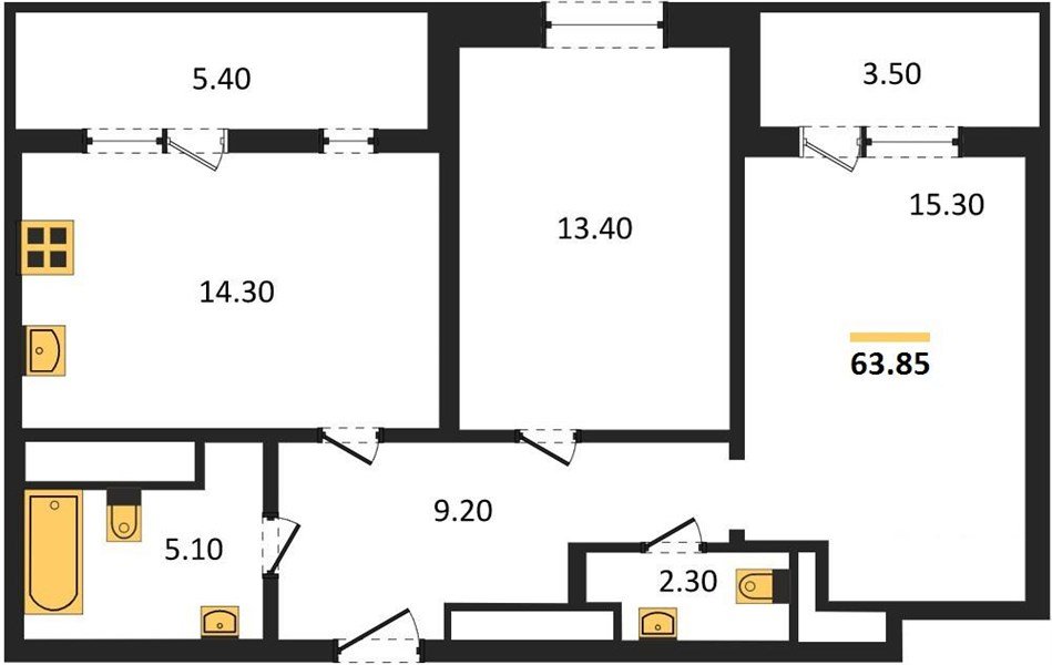 Фото №1: 2-комнатная квартира 63&nbsp;м², 24/24&nbsp;эт. - Краснодар, Центральный внутригородской округ, Табачная Фабрика, мкр. ЖК Все Свои Вип, ул. Колхозная, 5/2