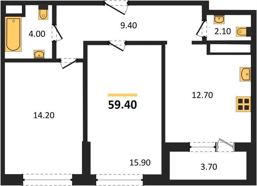 Фото №1: 2-комнатная квартира 59&nbsp;м², 22/24&nbsp;эт. - Краснодар, Центральный внутригородской округ, Табачная Фабрика, мкр. ЖК Все Свои Вип, ул. Колхозная, 5/2