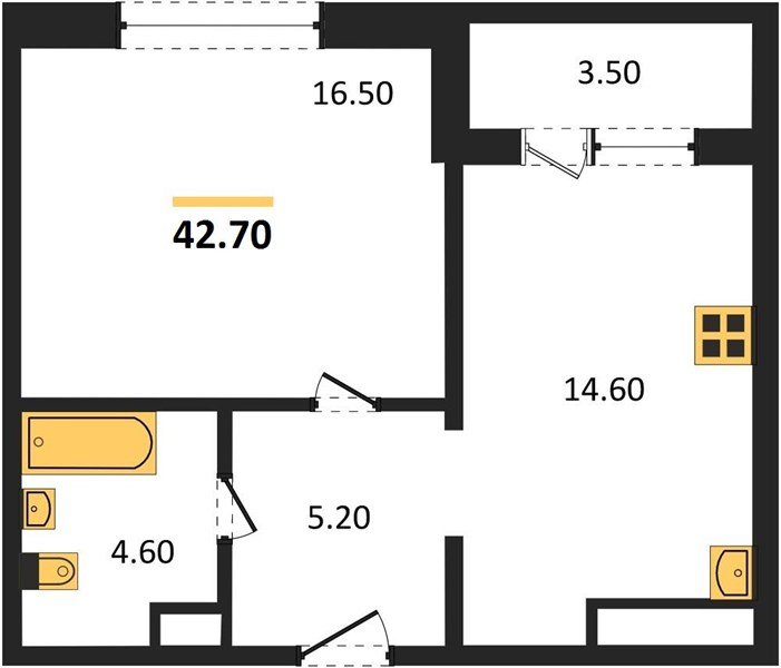 Фото №1: 1-комнатная квартира 42&nbsp;м², 4/24&nbsp;эт. - Краснодар, Центральный внутригородской округ, Табачная Фабрика, мкр. ЖК Все Свои Вип, ул. Колхозная, 5/2