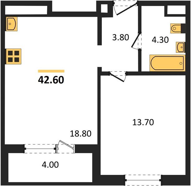 Фото №1: 1-комнатная квартира 41&nbsp;м², 15/24&nbsp;эт. - Краснодар, Центральный внутригородской округ, Табачная Фабрика, мкр. ЖК Все Свои Вип, ул. Колхозная, 5/2