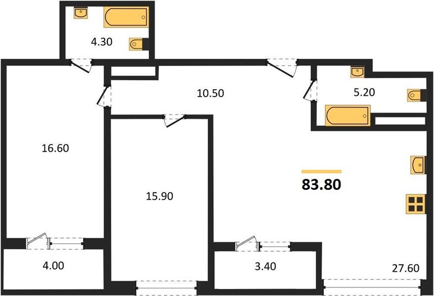 Фото №1: 2-комнатная квартира 82&nbsp;м², 24/24&nbsp;эт. - Краснодар, Центральный внутригородской округ, Табачная Фабрика, мкр. ЖК Все Свои Вип, ул. Колхозная, 5/2