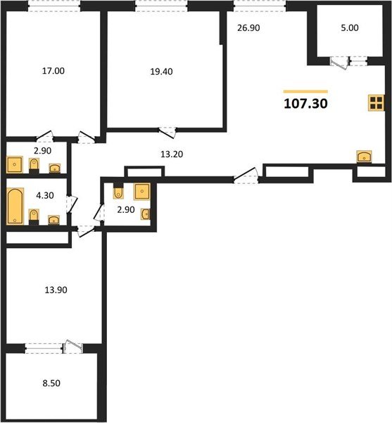 Фото №1: 3-комнатная квартира 107&nbsp;м², 24/24&nbsp;эт. - Краснодар, Центральный внутригородской округ, Табачная Фабрика, мкр. ЖК Все Свои Вип, ул. Колхозная, 5/2