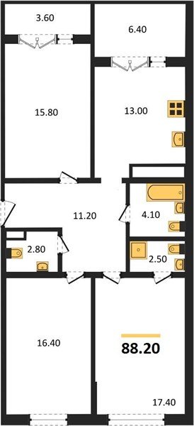Фото №1: 3-комнатная квартира 87&nbsp;м², 24/24&nbsp;эт. - Краснодар, Центральный внутригородской округ, Табачная Фабрика, мкр. ЖК Все Свои Вип, ул. Колхозная, 5/2