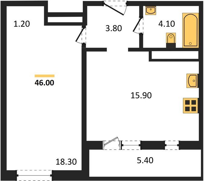 Фото №1: 1-комнатная квартира 46&nbsp;м², 3/24&nbsp;эт. - Краснодар, Центральный внутригородской округ, Табачная Фабрика, мкр. ЖК Все Свои Вип, ул. Колхозная, 5/2