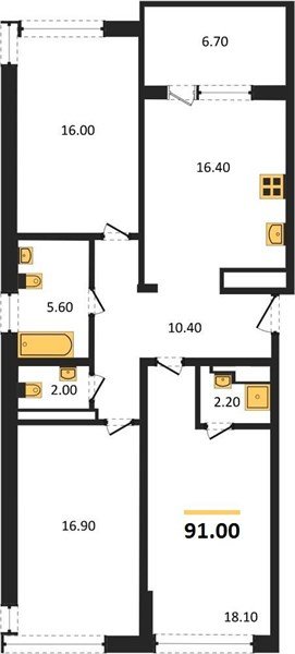 Фото №1: 3-комнатная квартира 90&nbsp;м², 24/24&nbsp;эт. - Краснодар, Центральный внутригородской округ, Табачная Фабрика, мкр. ЖК Все Свои Вип, ул. Колхозная, 5/2