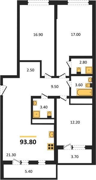 Фото №1: 3-комнатная квартира 93&nbsp;м², 24/24&nbsp;эт. - Краснодар, Центральный внутригородской округ, Табачная Фабрика, мкр. ЖК Все Свои Вип, ул. Колхозная, 5/2