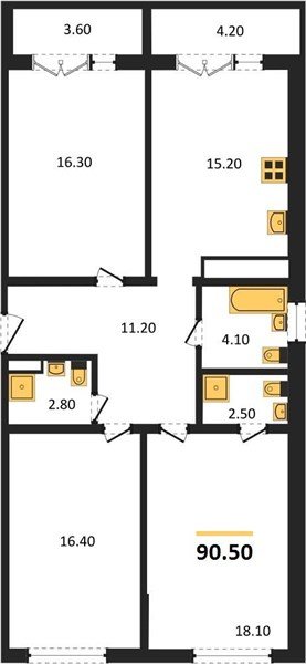 Фото №1: 3-комнатная квартира 89&nbsp;м², 12/24&nbsp;эт. - Краснодар, Центральный внутригородской округ, Табачная Фабрика, мкр. ЖК Все Свои Вип, ул. Колхозная, 5/2