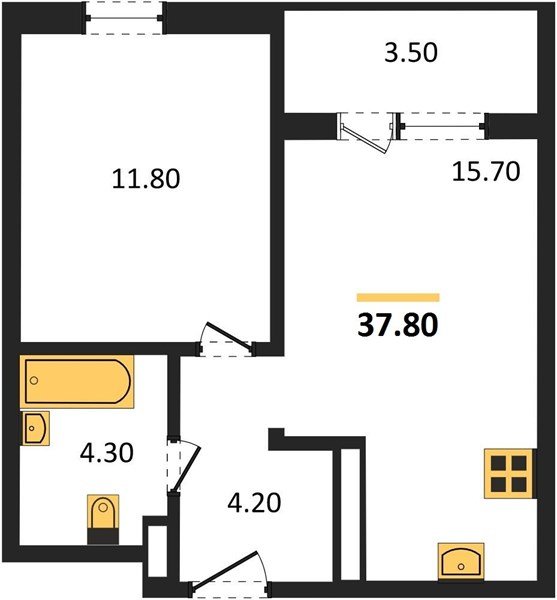 Фото №1: 1-комнатная квартира 37&nbsp;м², 19/24&nbsp;эт. - Краснодар, Центральный внутригородской округ, Табачная Фабрика, мкр. ЖК Все Свои Вип, ул. Колхозная, 5/2