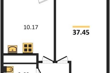 Фото №1: 1-комнатная квартира 37 м², 19/24 эт. - Краснодар, мкр. Славянский, ул. Заполярная, 39к9