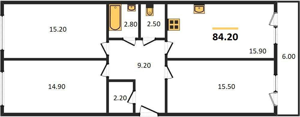Фото №1: 3-комнатная квартира 84&nbsp;м², 2/16&nbsp;эт. - Краснодар, Прикубанский внутригородской округ, мкр. жилой комплекс Самолёт-5, ул. Ивана Беличенко, 103к1