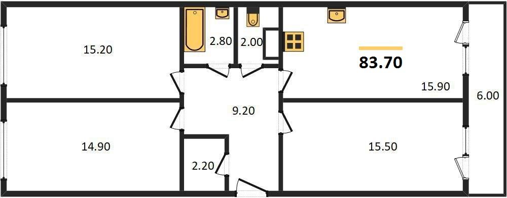 Фото №1: 3-комнатная квартира 83&nbsp;м², 4/16&nbsp;эт. - Краснодар, Прикубанский внутригородской округ, мкр. жилой комплекс Самолёт-5, ул. Ивана Беличенко, 103к1