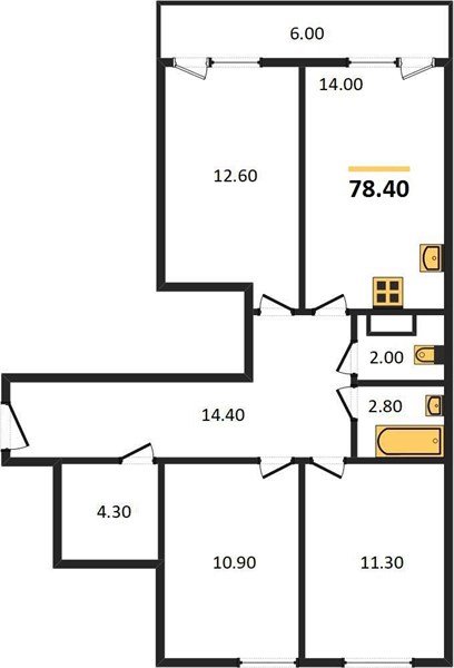 Фото №1: 3-комнатная квартира 78&nbsp;м², 6/16&nbsp;эт. - Краснодар, Прикубанский внутригородской округ, мкр. жилой комплекс Самолёт-5, ул. Ивана Беличенко, 103к1
