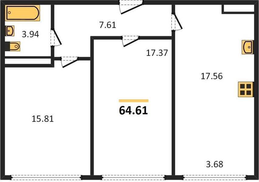Фото №1: 2-комнатная квартира 66&nbsp;м², 12/24&nbsp;эт. - Краснодар, Центральный внутригородской округ, мкр. Черёмушки