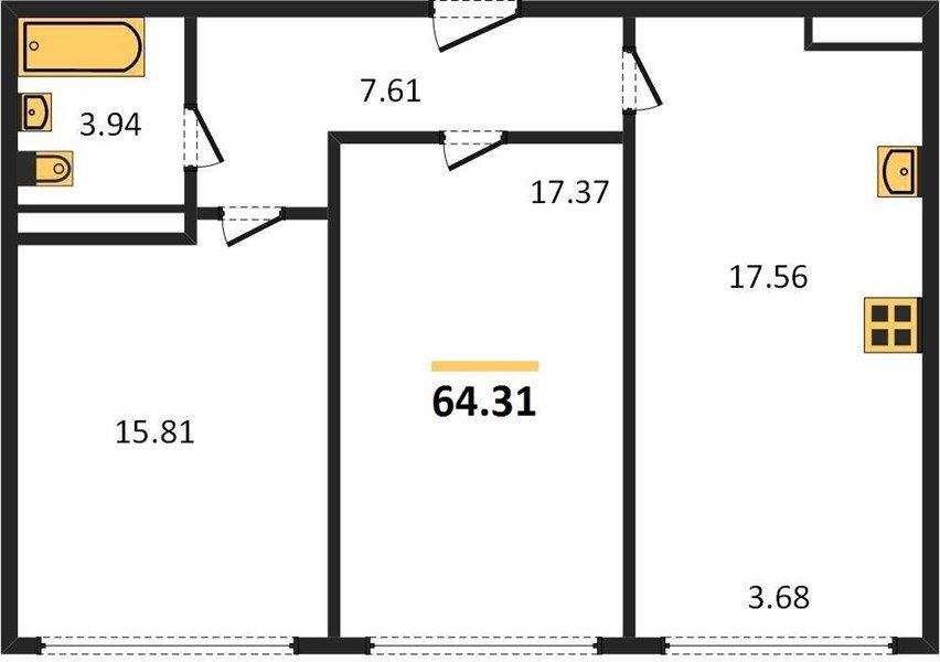 Фото №1: 2-комнатная квартира 65&nbsp;м², 22/24&nbsp;эт. - Краснодар, Центральный внутригородской округ, мкр. Черёмушки