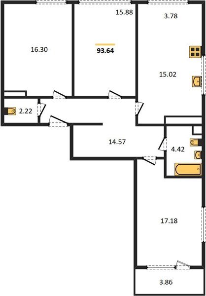 Фото №1: 3-комнатная квартира 89&nbsp;м², 8/24&nbsp;эт. - Краснодар, Центральный внутригородской округ, мкр. Черёмушки