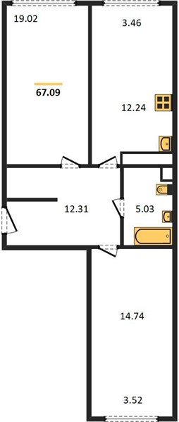 Фото №1: 2-комнатная квартира 69&nbsp;м², 11/24&nbsp;эт. - Краснодар, Центральный внутригородской округ, мкр. Черёмушки, ул. Обрывная, 132/1к4