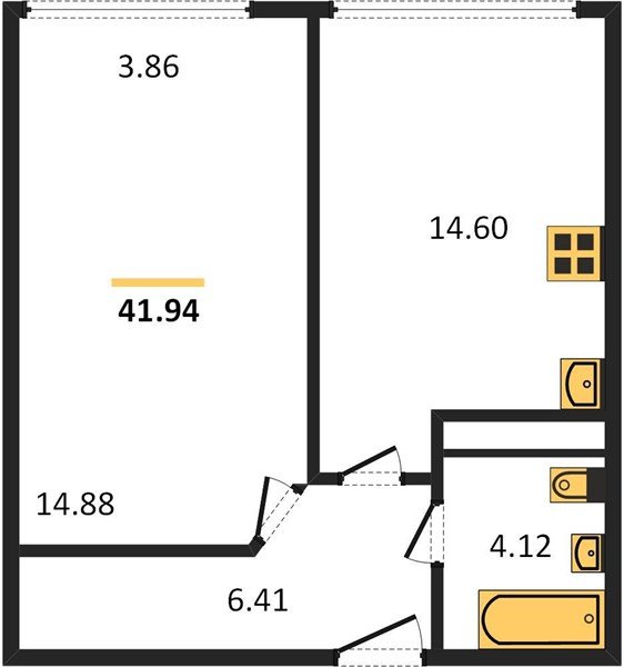 Фото №1: 1-комнатная квартира 41&nbsp;м², 12/24&nbsp;эт. - Краснодар, Центральный внутригородской округ, мкр. Черёмушки, ул. Обрывная, 132/1к4