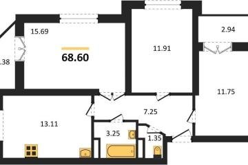 Фото №1: 3-комнатная квартира 68 м², 15/24 эт. - Краснодар, мкр. Музыкальный, ул. Российская, 257/7
