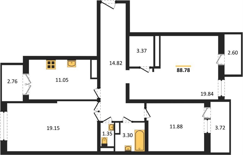 Фото №1: 3-комнатная квартира 90&nbsp;м², 24/24&nbsp;эт. - Краснодар, Прикубанский внутригородской округ, мкр. Музыкальный, ул. Российская, 257/7