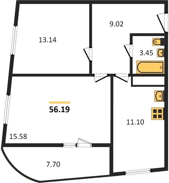 Фото №1: 2-комнатная квартира 61&nbsp;м², 23/24&nbsp;эт. - Берёзовый, Прикубанский внутригородской округ, мкр. Витаминкомбинат