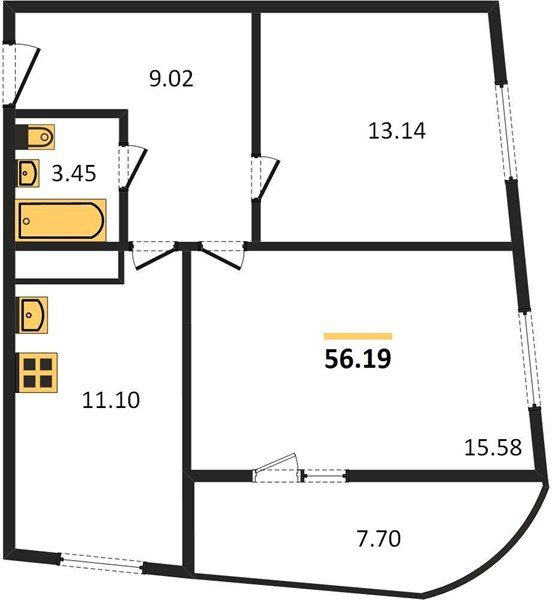 Фото №1: 2-комнатная квартира 61&nbsp;м², 21/24&nbsp;эт. - Берёзовый, Прикубанский внутригородской округ, мкр. Витаминкомбинат
