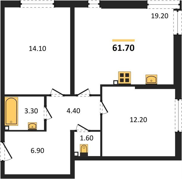 Фото №1: 2-комнатная квартира 61&nbsp;м², 1/16&nbsp;эт. - Краснодар, Прикубанский внутригородской округ, мкр. жилой комплекс Самолёт-6, ул. Ивана Беличенко, 92к4