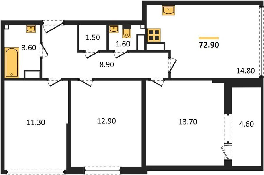 Фото №1: 3-комнатная квартира 72&nbsp;м², 15/16&nbsp;эт. - Краснодар, Прикубанский внутригородской округ, мкр. жилой комплекс Самолёт-6, ул. Ивана Беличенко, 92к4
