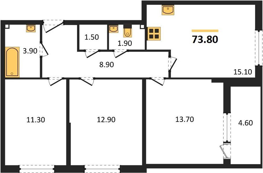 Фото №1: 3-комнатная квартира 73&nbsp;м², 1/16&nbsp;эт. - Краснодар, Прикубанский внутригородской округ, мкр. жилой комплекс Самолёт-6, ул. Ивана Беличенко, 92к5