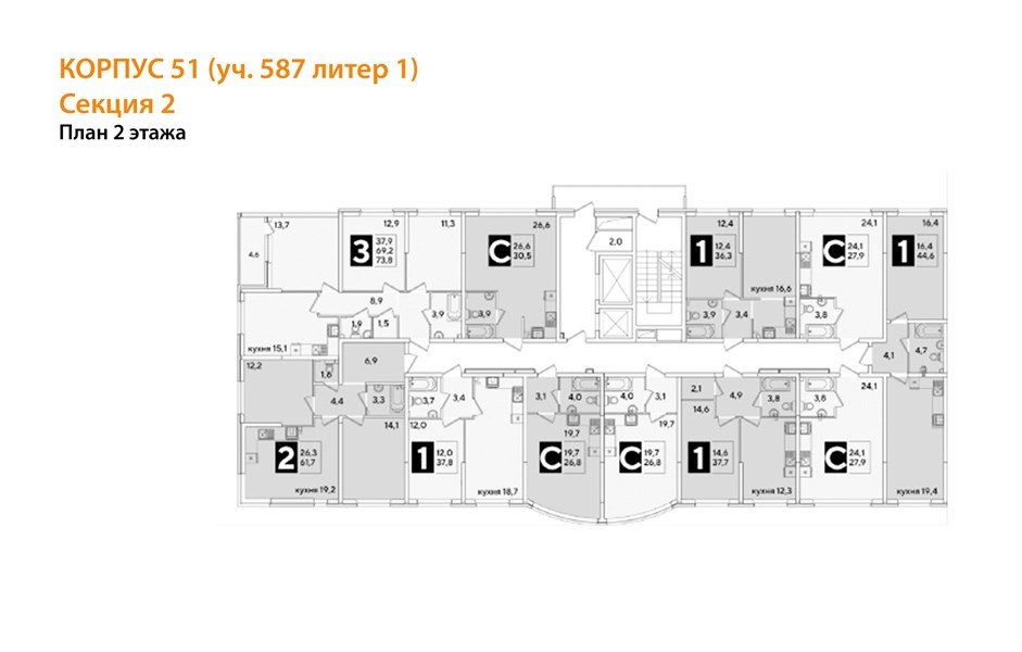 Фото №8: 3-комнатная квартира 73&nbsp;м², 2/16&nbsp;эт. - Краснодар, Прикубанский внутригородской округ, мкр. ЖК Самолёт-6