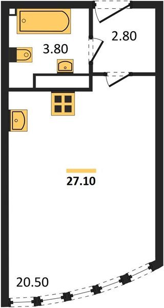 Фото №1: Студия 27&nbsp;м², 16/16&nbsp;эт. - Краснодар, Прикубанский внутригородской округ, мкр. ЖК Самолёт-6