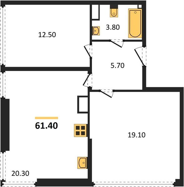 Фото №1: 2-комнатная квартира 61&nbsp;м², 16/16&nbsp;эт. - Краснодар, Прикубанский внутригородской округ, мкр. ЖК Самолёт-6