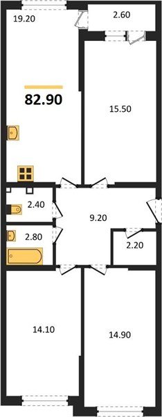 Фото №1: 3-комнатная квартира 82&nbsp;м², 2/16&nbsp;эт. - Краснодар, Прикубанский внутригородской округ, мкр. ЖК Самолёт-6