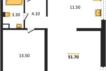 Фото №1: 2-комнатная квартира 51 м², 4/16 эт. - Краснодар, мкр. жилой комплекс Самолёт-6,