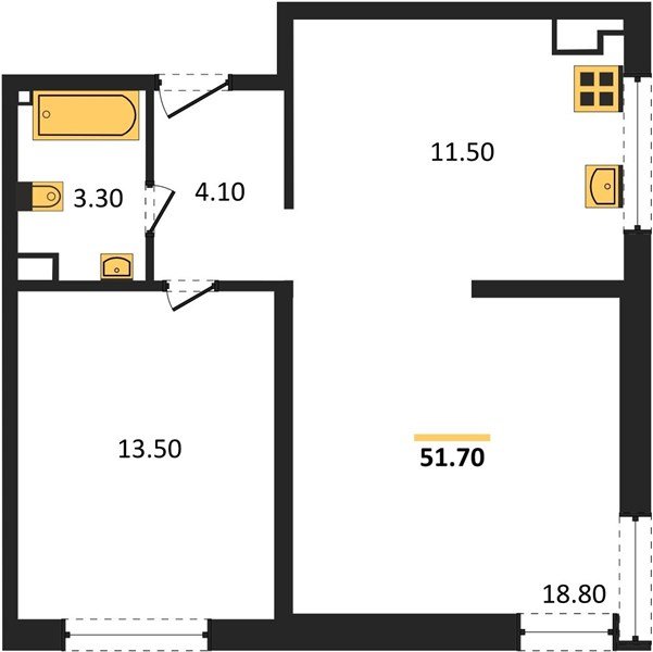 Фото №1: 2-комнатная квартира 51&nbsp;м², 4/16&nbsp;эт. - Краснодар, Прикубанский внутригородской округ, мкр. ЖК Самолёт-6