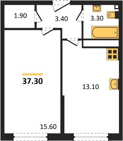 Фото №1: 1-комнатная квартира 37&nbsp;м², 11/16&nbsp;эт. - Краснодар, Прикубанский внутригородской округ, мкр. ЖК Самолёт-6